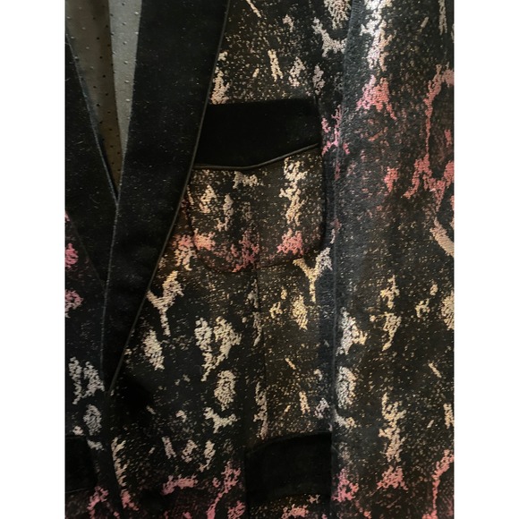 Insomnia Mens Floral Tuxedo Blazer Jacket Black Pink Shawl Lapel Large/42R - Picture 5 of 12